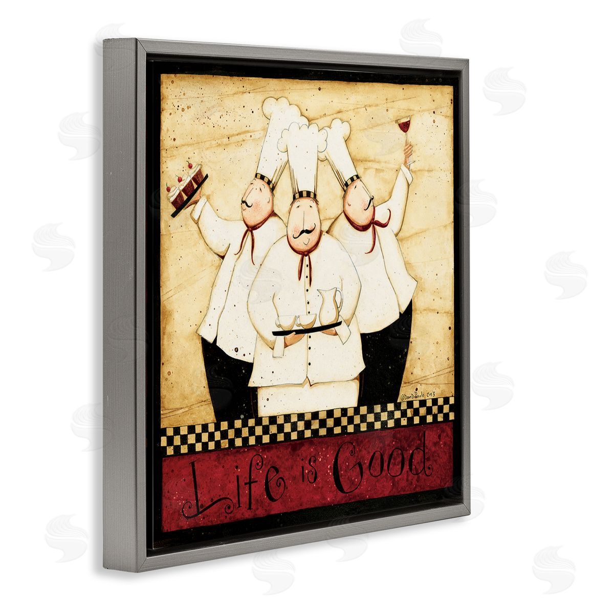 Dan DiPaolo Life Is Good Vintage Chefs Gray Floating Frame Canvas Wall Art Print