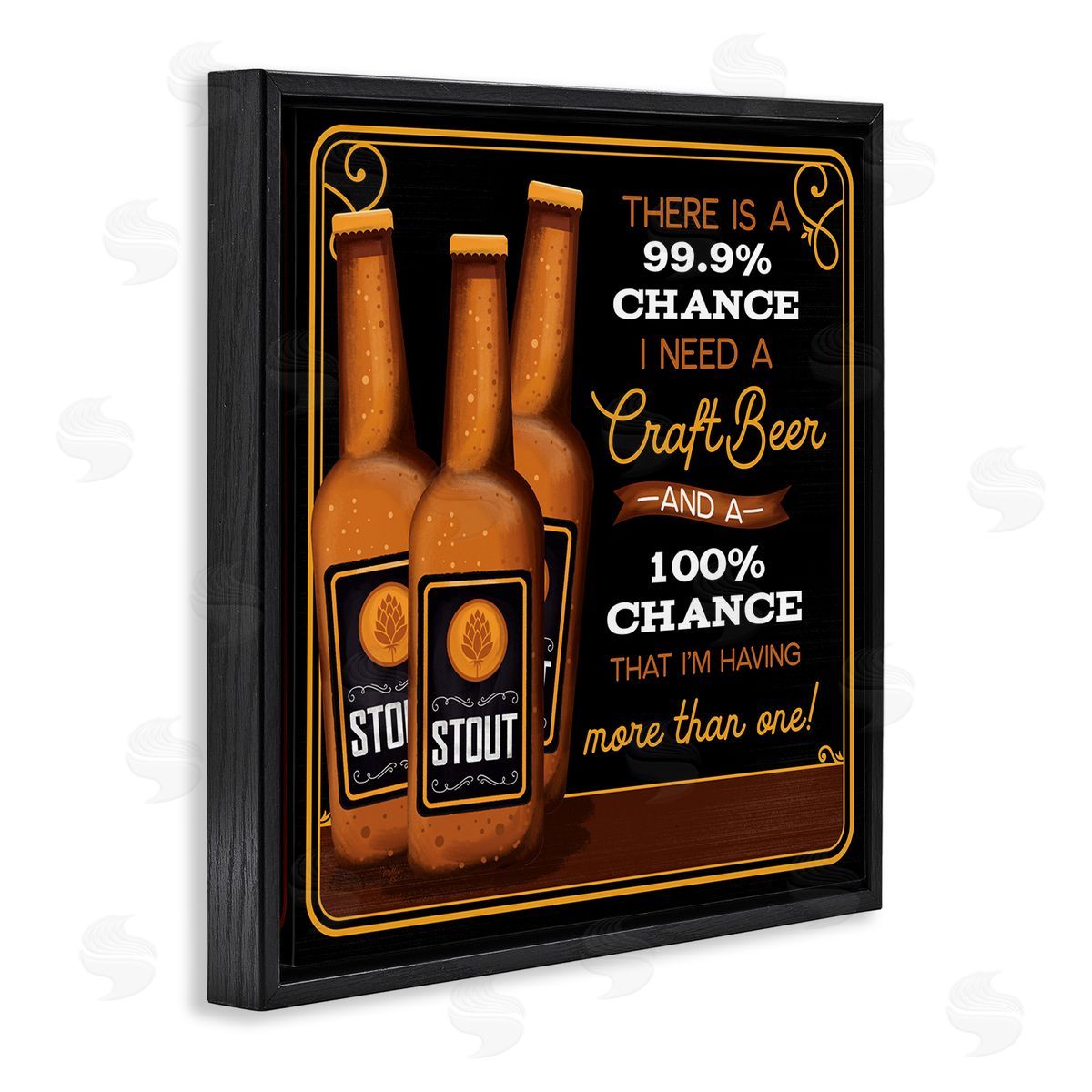 Mollie B. More Than One Craft Beer Phrase Black Floating Frame Canvas Wall Art Print