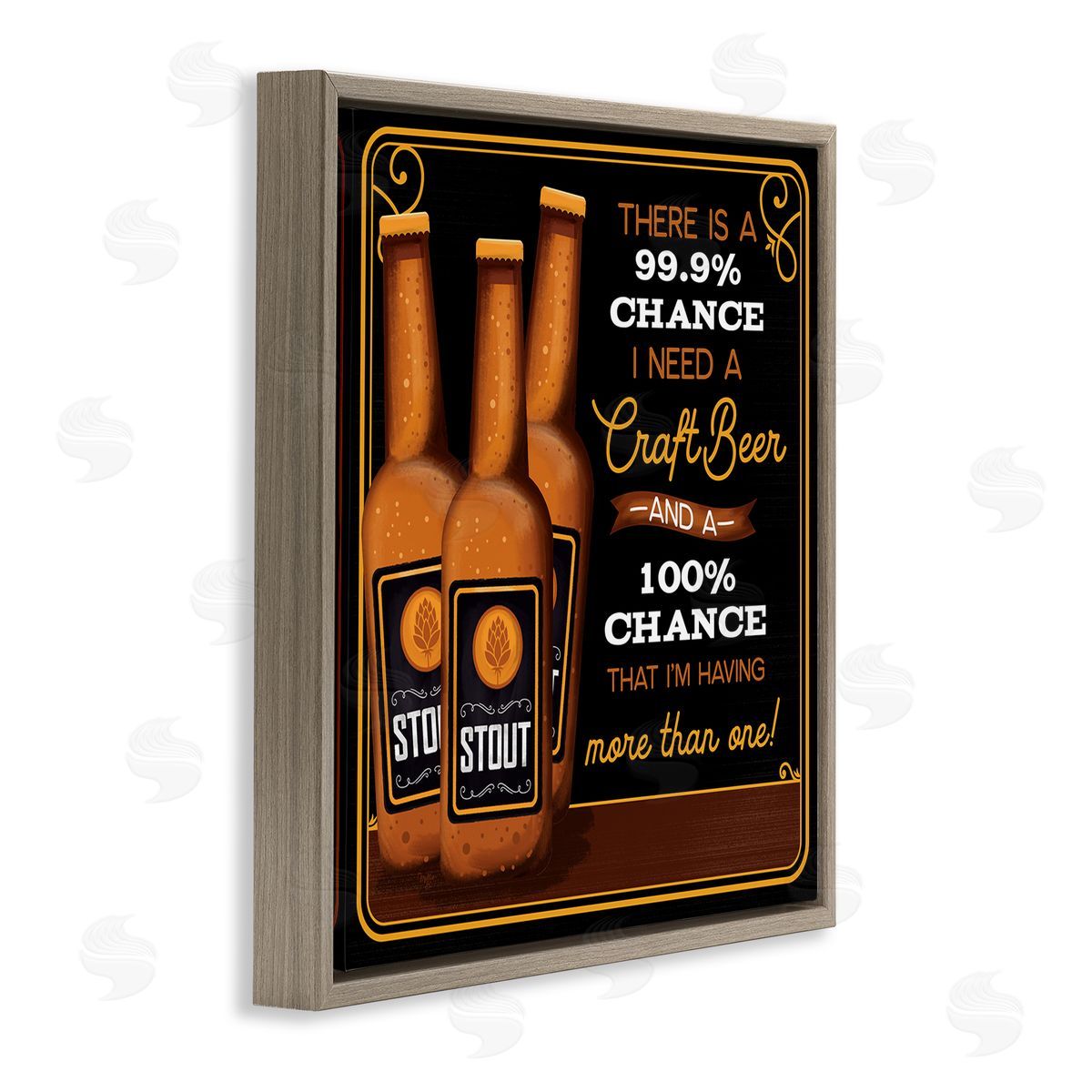 Mollie B. More Than One Craft Beer Phrase Brown Floating Frame Canvas Wall Art Print