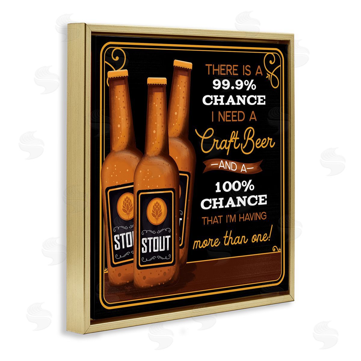 Mollie B. More Than One Craft Beer Phrase Gold Floating Frame Canvas Wall Art Print