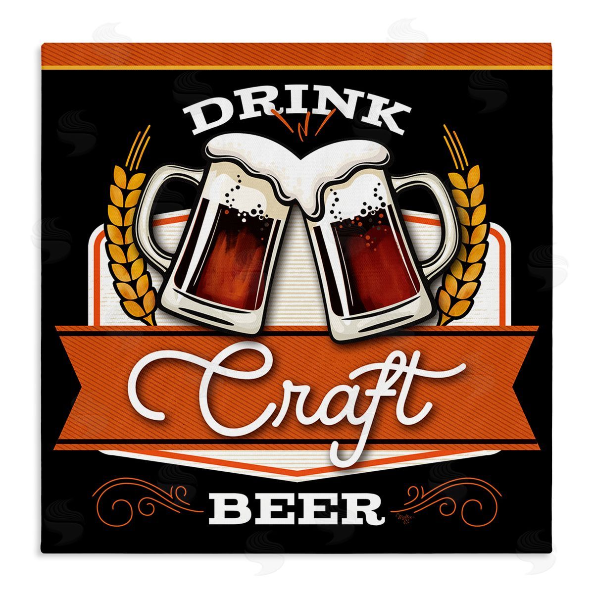 Mollie B. Drink Craft Beer Vintage Phrase Stretched Canvas Wall Art Print