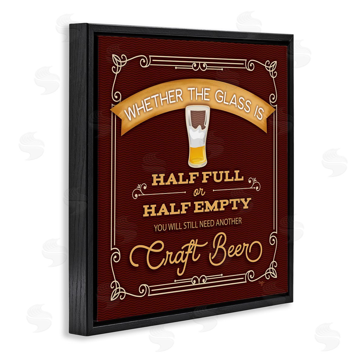 Mollie B. Half Full Or Empty Craft Beer Black Floating Frame Canvas Wall Art Print