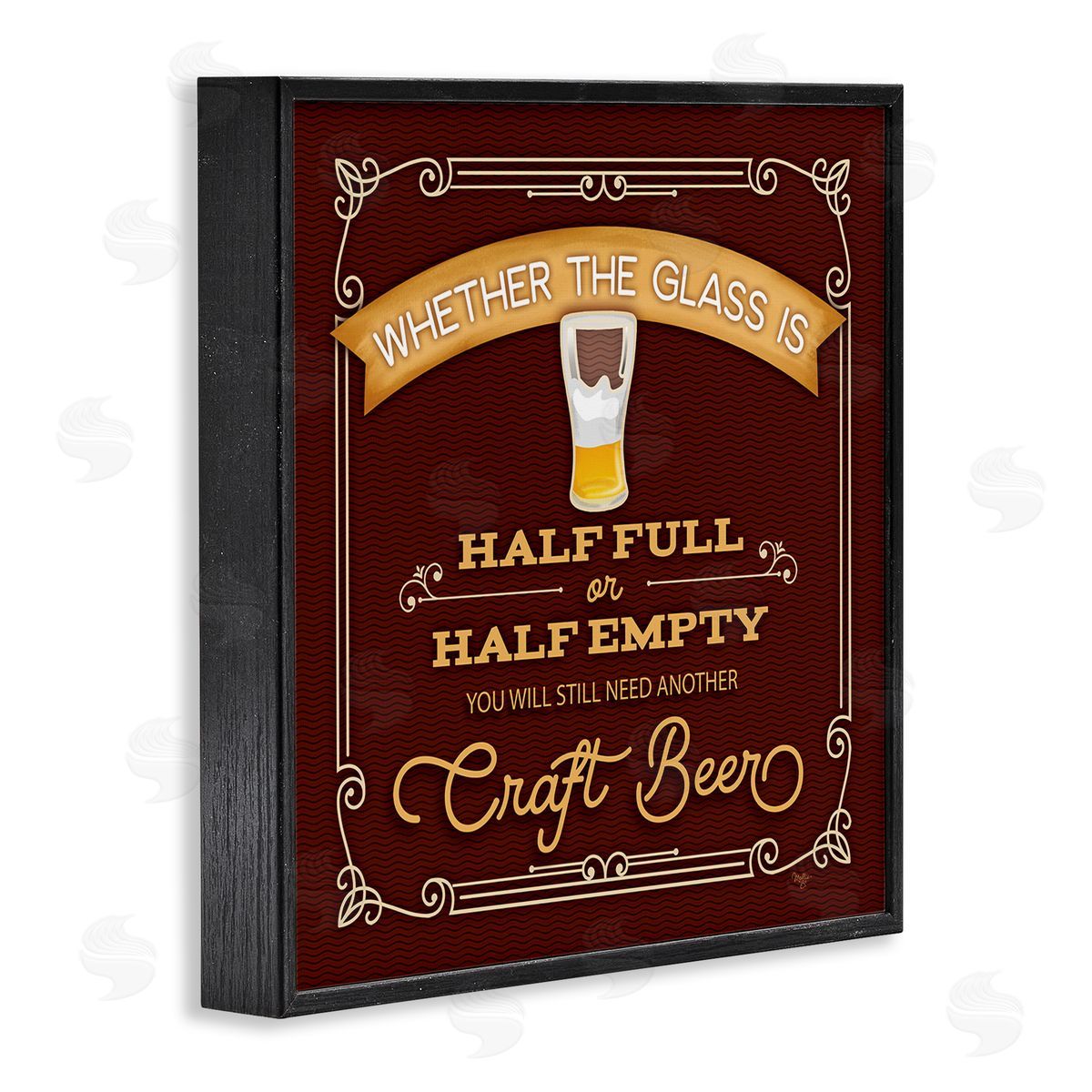 Mollie B. Half Full Or Empty Craft Beer Black Framed Glicee Wall Art Print