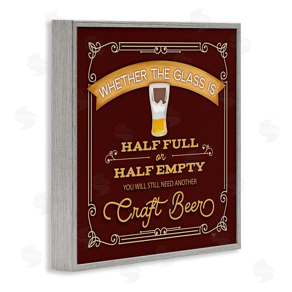Mollie B. Half Full Or Empty Craft Beer Gray Framed Glicee Wall Art Print