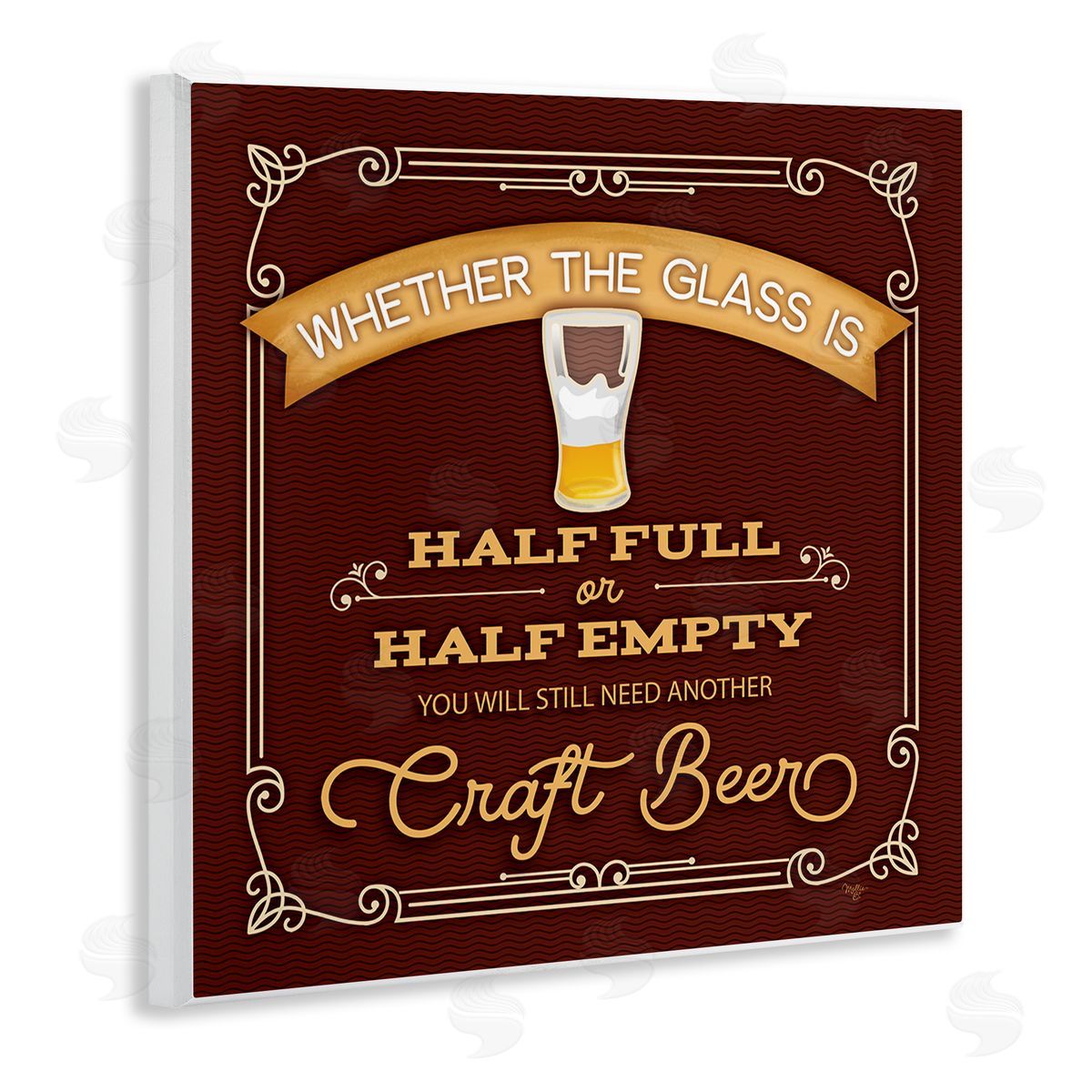 Mollie B. Half Full Or Empty Craft Beer Wooden Wall Plaque Art Print