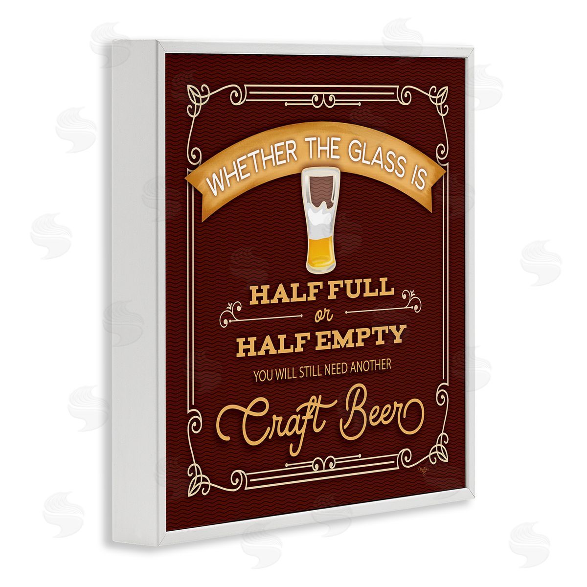 Mollie B. Half Full Or Empty Craft Beer White Framed Glicee Wall Art Print