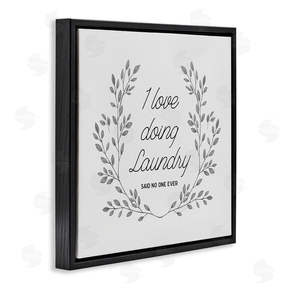 CAD Designs Love Doing Laundry Said No One Funny Black Floating Frame Canvas Wall Art Print
