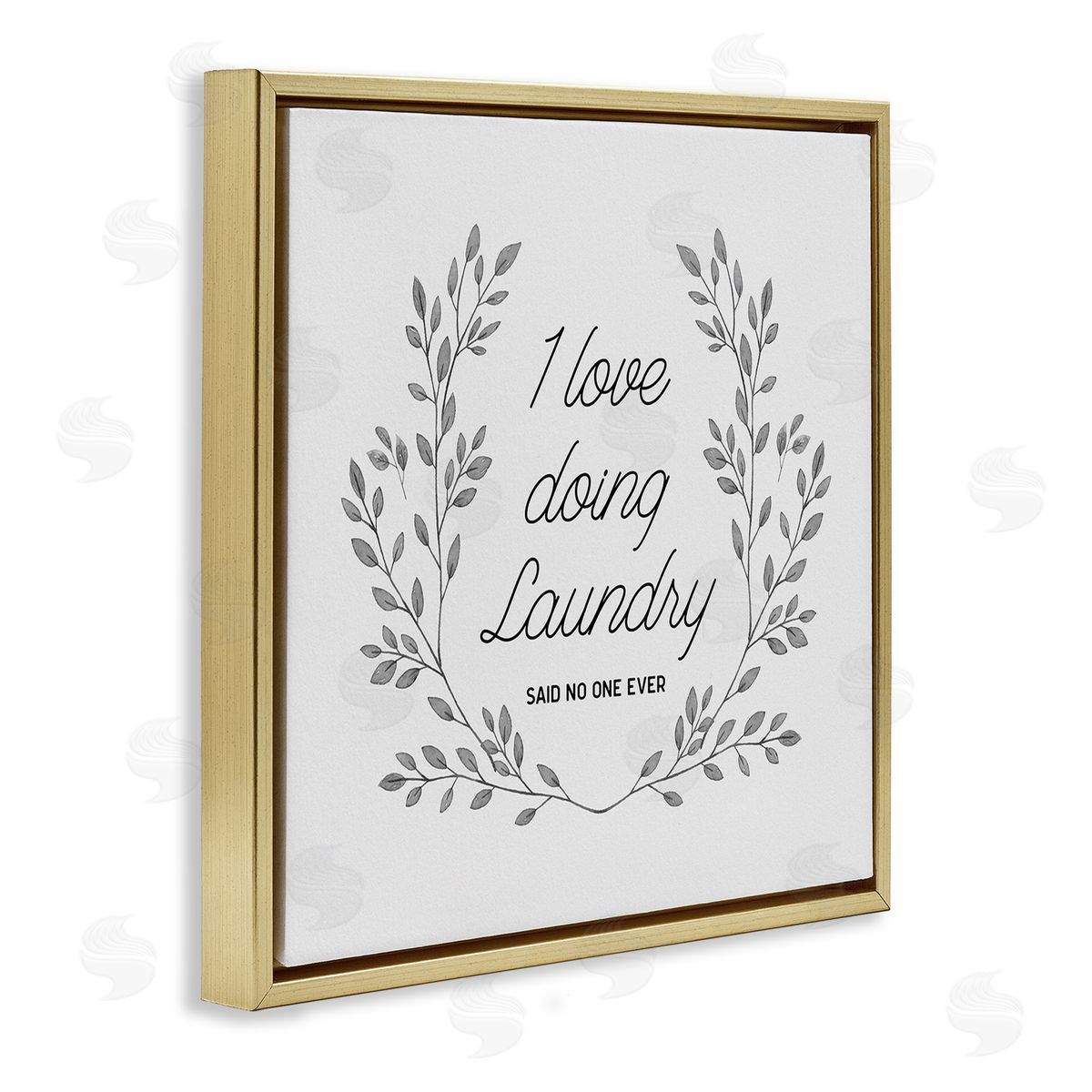CAD Designs Love Doing Laundry Said No One Funny Gold Floating Frame Canvas Wall Art Print