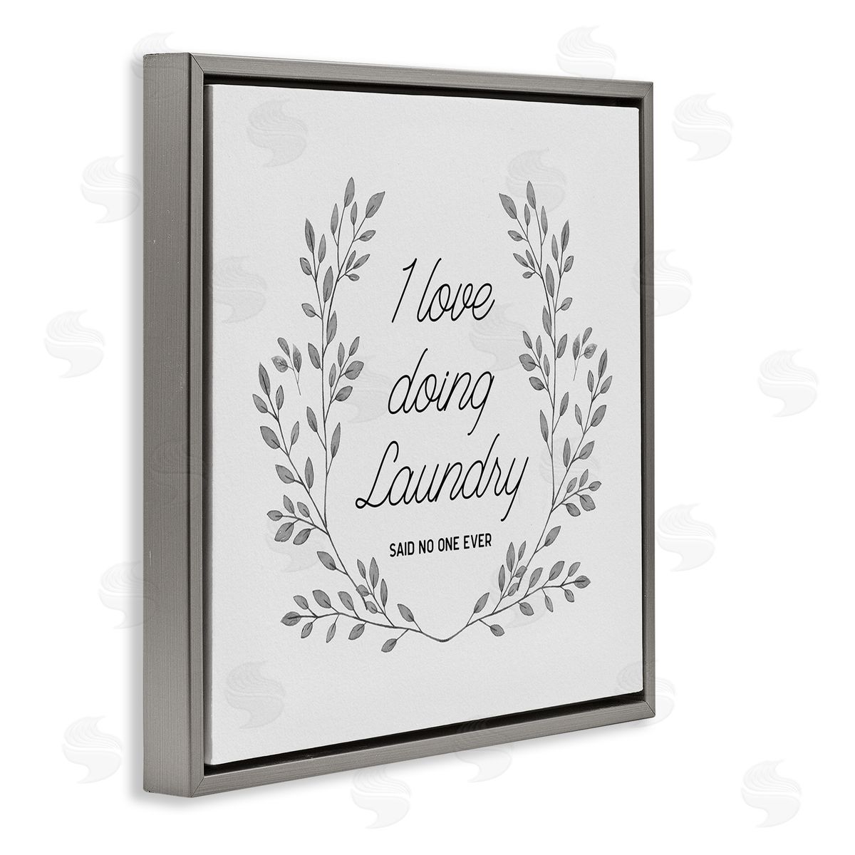 CAD Designs Love Doing Laundry Said No One Funny Gray Floating Frame Canvas Wall Art Print