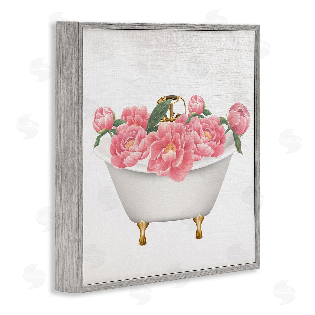 Stupell Studio Budding Peony Vintage Tub Gray Framed Glicee Wall Art Print