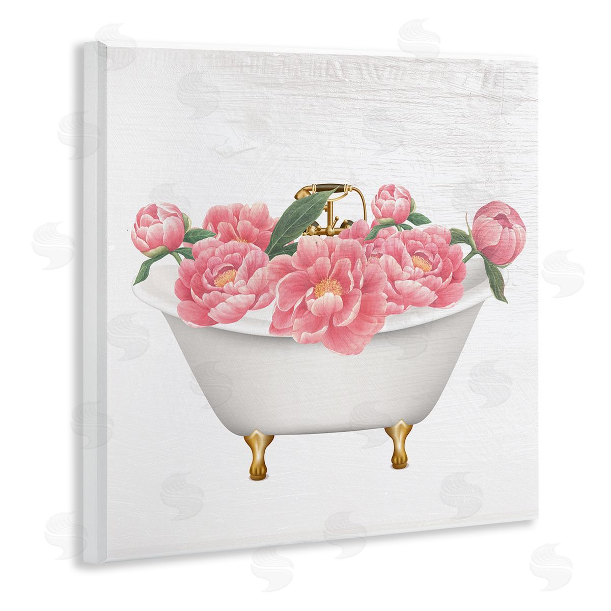 Stupell Studio Budding Peony Vintage Tub Wooden Wall Plaque Art Print