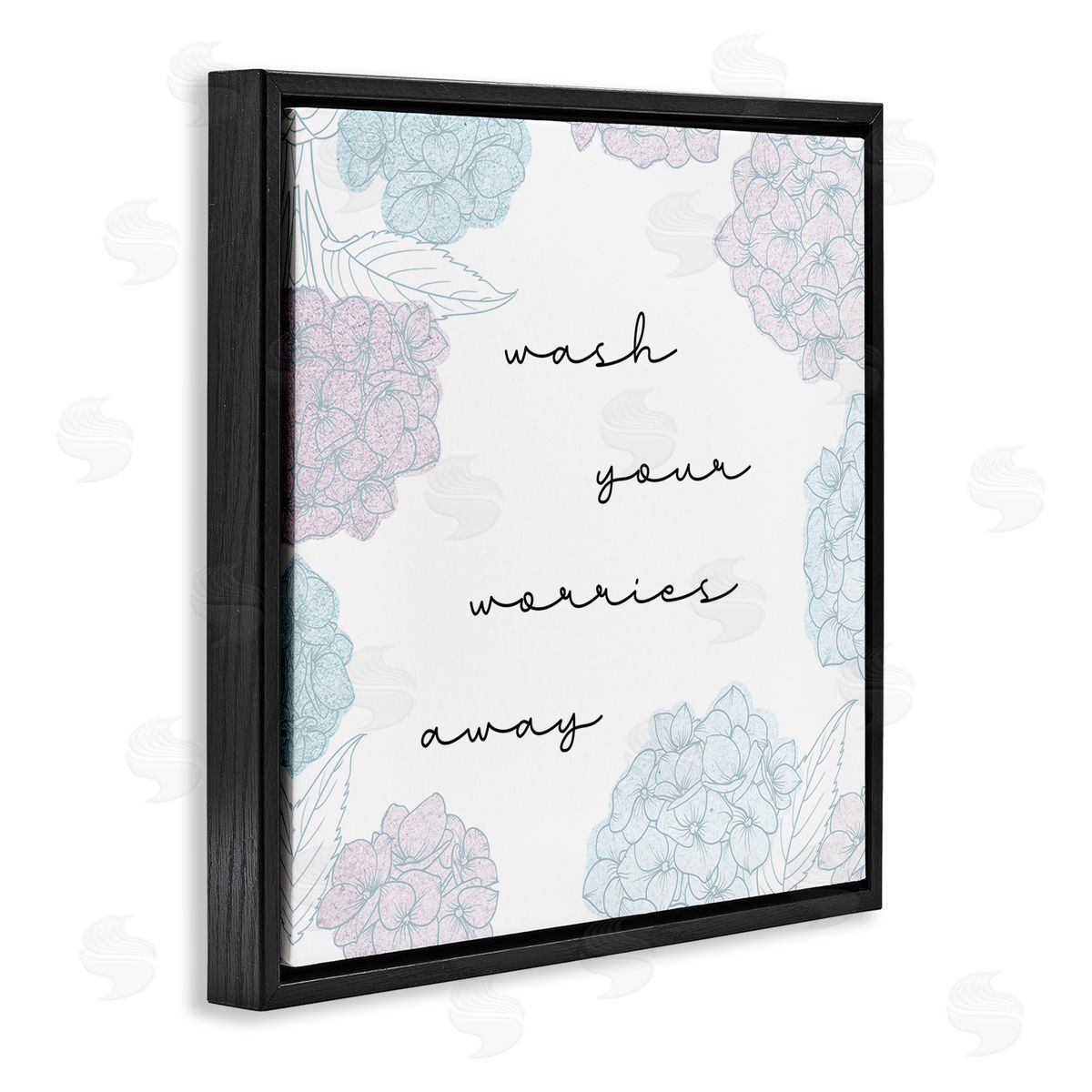 Stupell Studio Wash Your Worries Away Delicate Florals Black Floating Frame Canvas Wall Art Print
