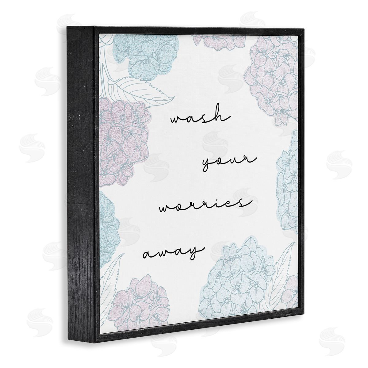 Stupell Studio Wash Your Worries Away Delicate Florals Black Framed Glicee Wall Art Print