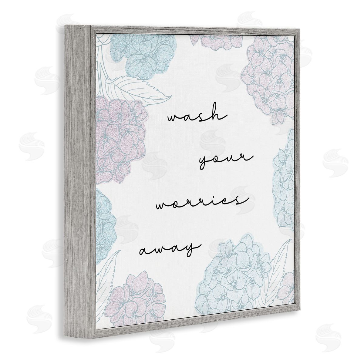 Stupell Studio Wash Your Worries Away Delicate Florals Gray Framed Glicee Wall Art Print