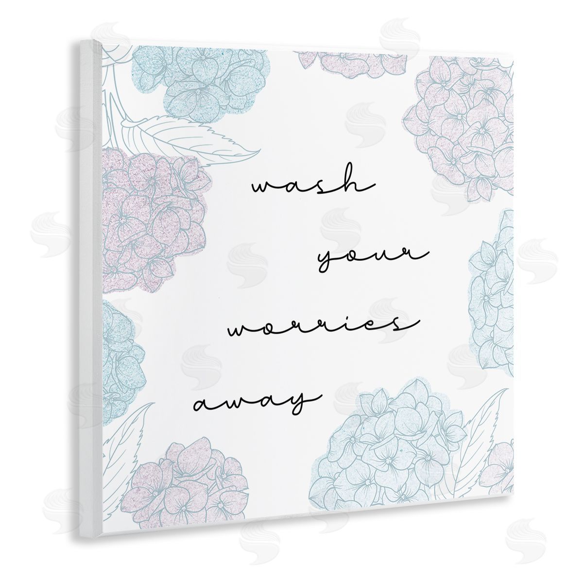 Stupell Studio Wash Your Worries Away Delicate Florals Wooden Wall Plaque Art Print