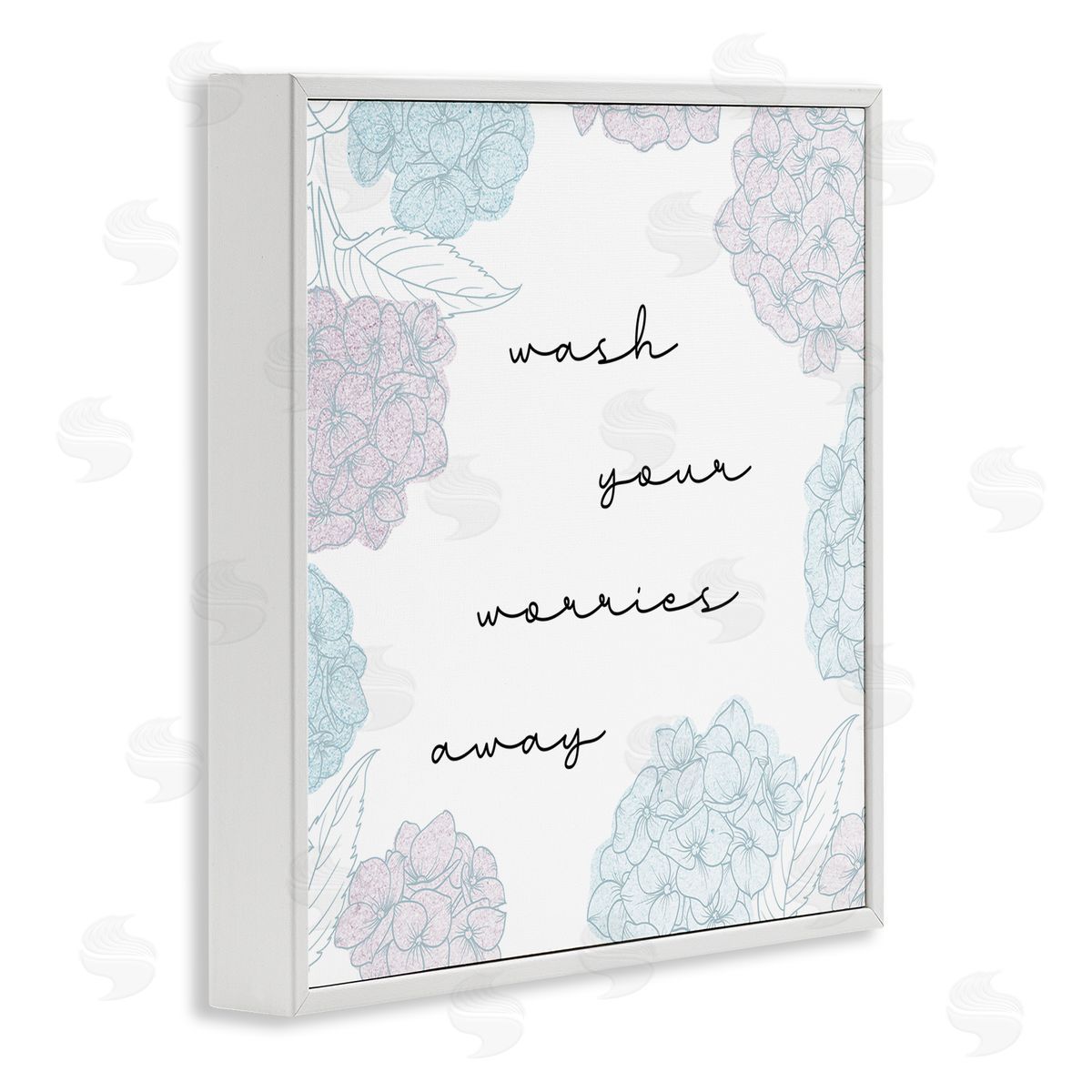 Stupell Studio Wash Your Worries Away Delicate Florals White Framed Glicee Wall Art Print