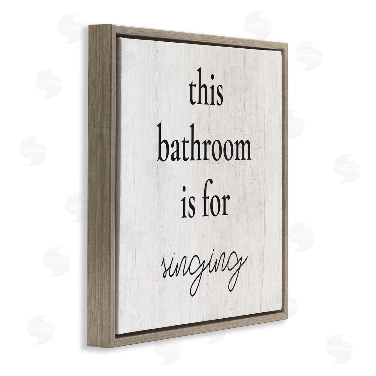 Stupell Studio This Bathroom Is For Singing Phrase Brown Floating Frame Canvas Wall Art Print