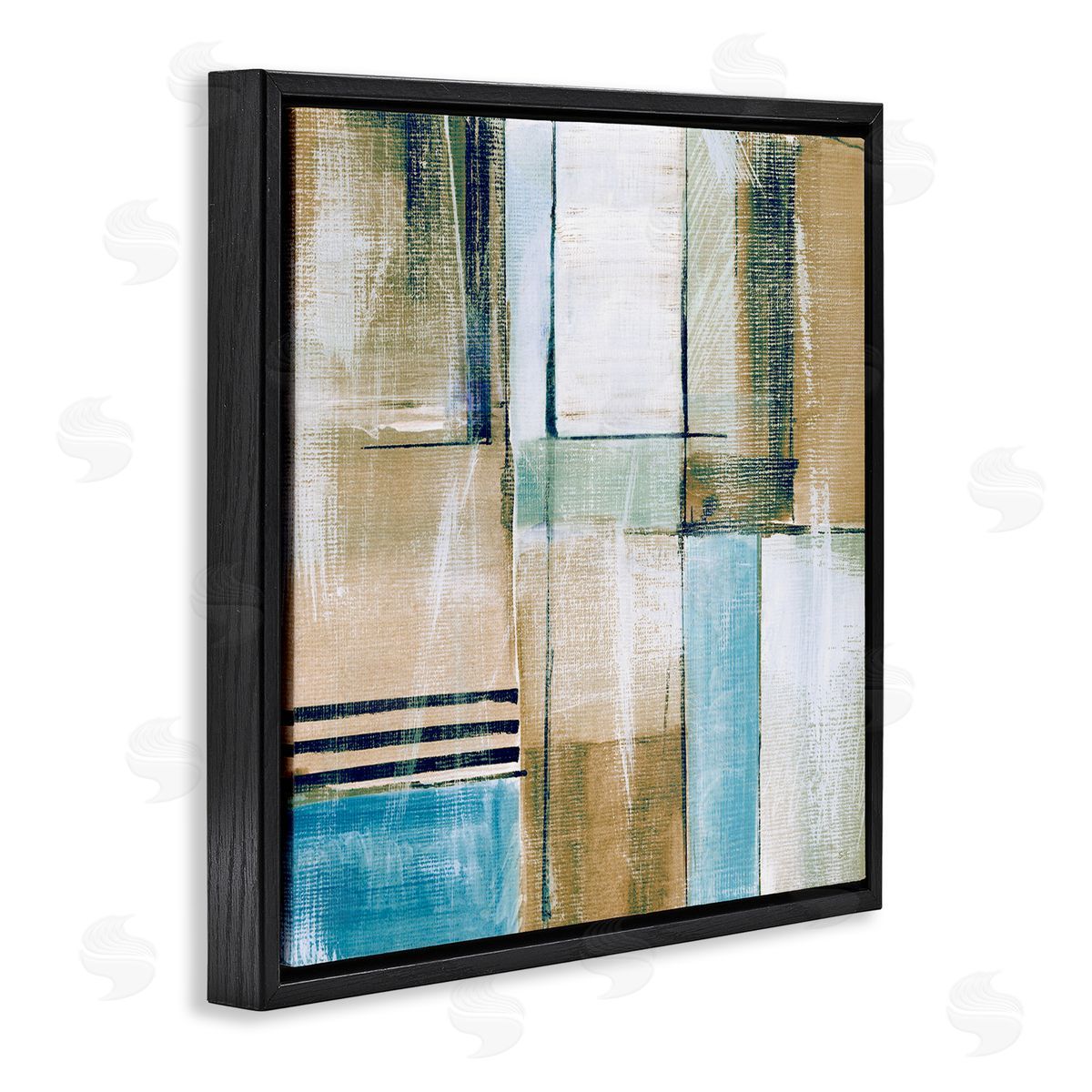 Susan Jill Modern Geometric Shapes Arrangement Black Floating Frame Canvas Wall Art Print