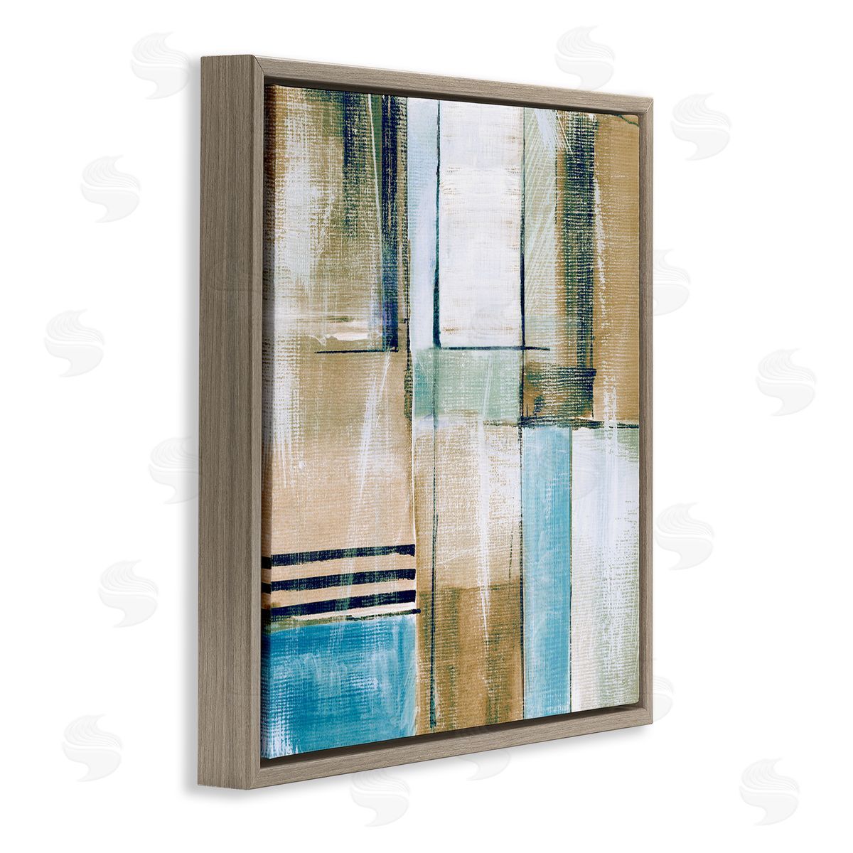 Susan Jill Modern Geometric Shapes Arrangement Brown Floating Frame Canvas Wall Art Print