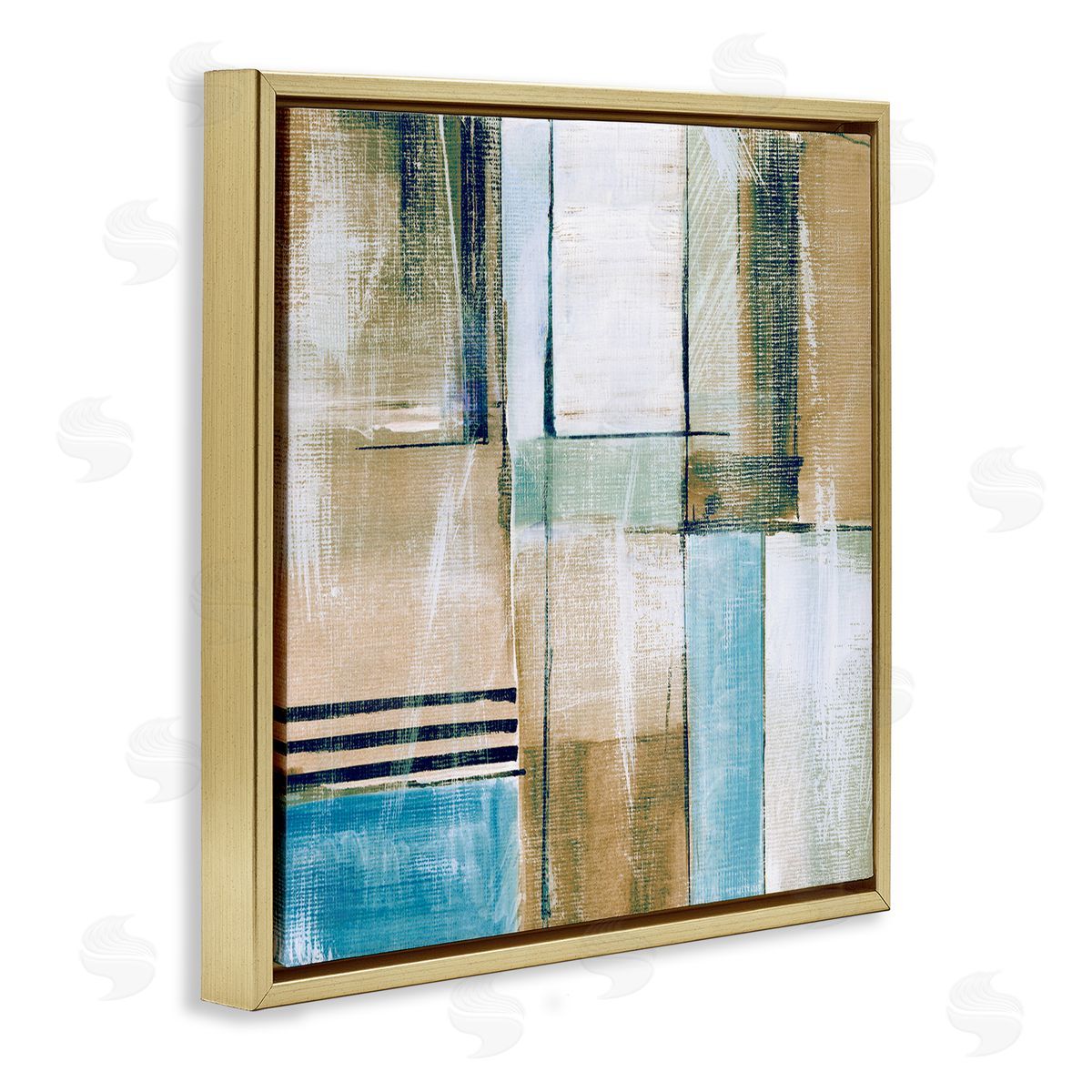 Susan Jill Modern Geometric Shapes Arrangement Gold Floating Frame Canvas Wall Art Print