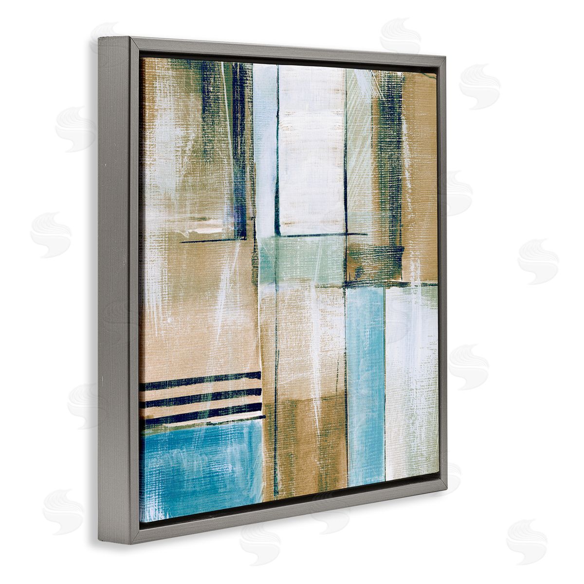 Susan Jill Modern Geometric Shapes Arrangement Gray Floating Frame Canvas Wall Art Print