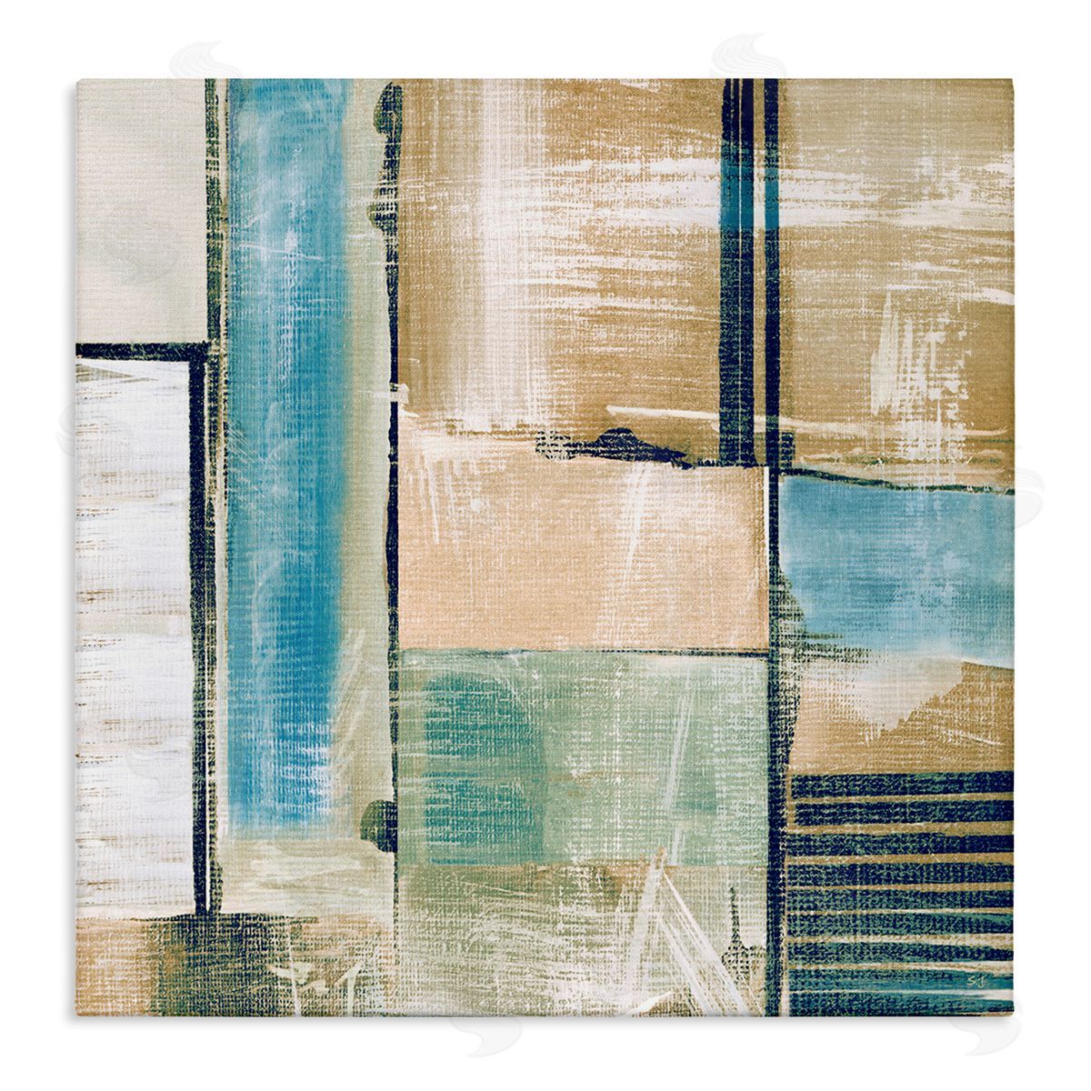 Susan Jill Geometric Shapes Collage Composition Stretched Canvas Wall Art Print