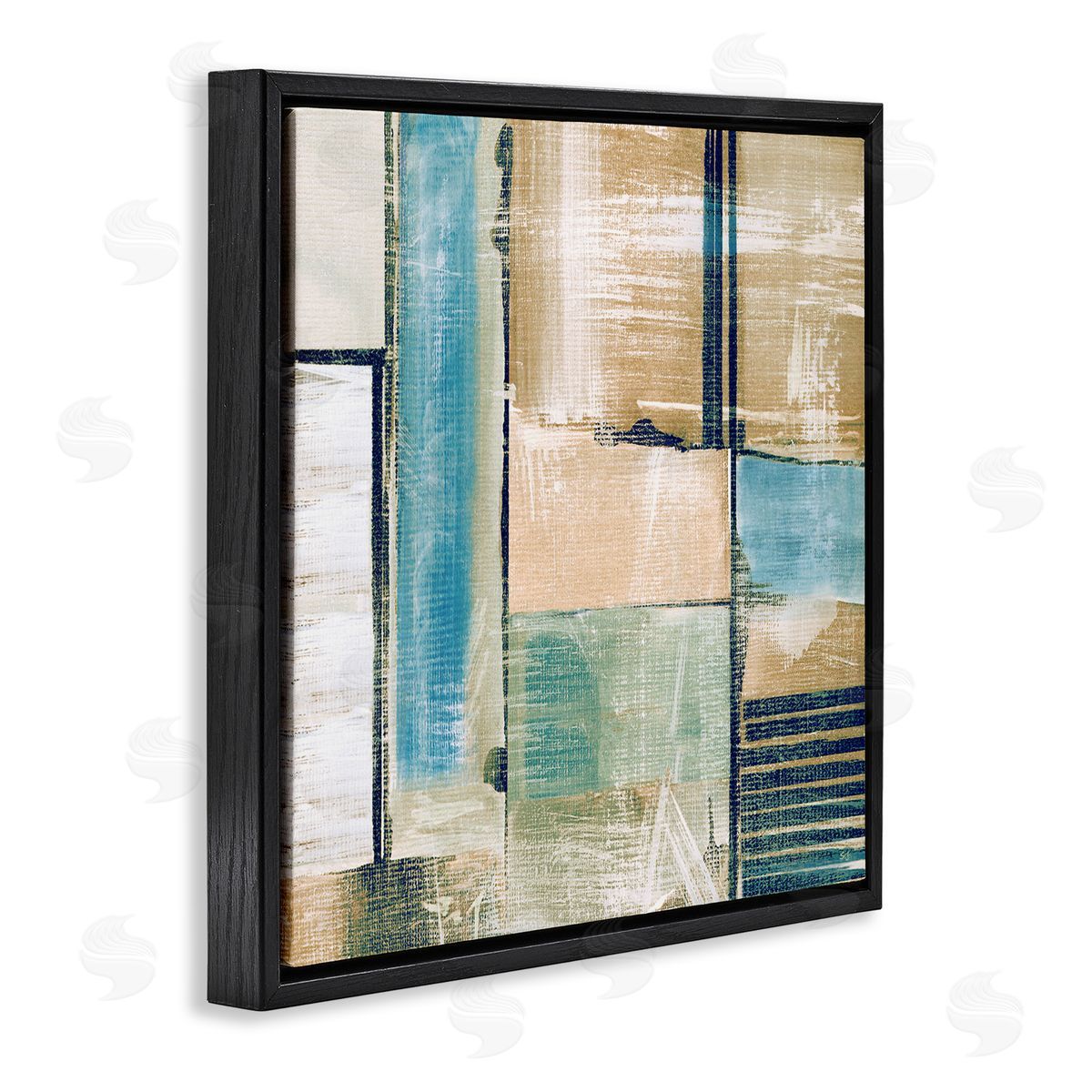 Susan Jill Geometric Shapes Collage Composition Black Floating Frame Canvas Wall Art Print
