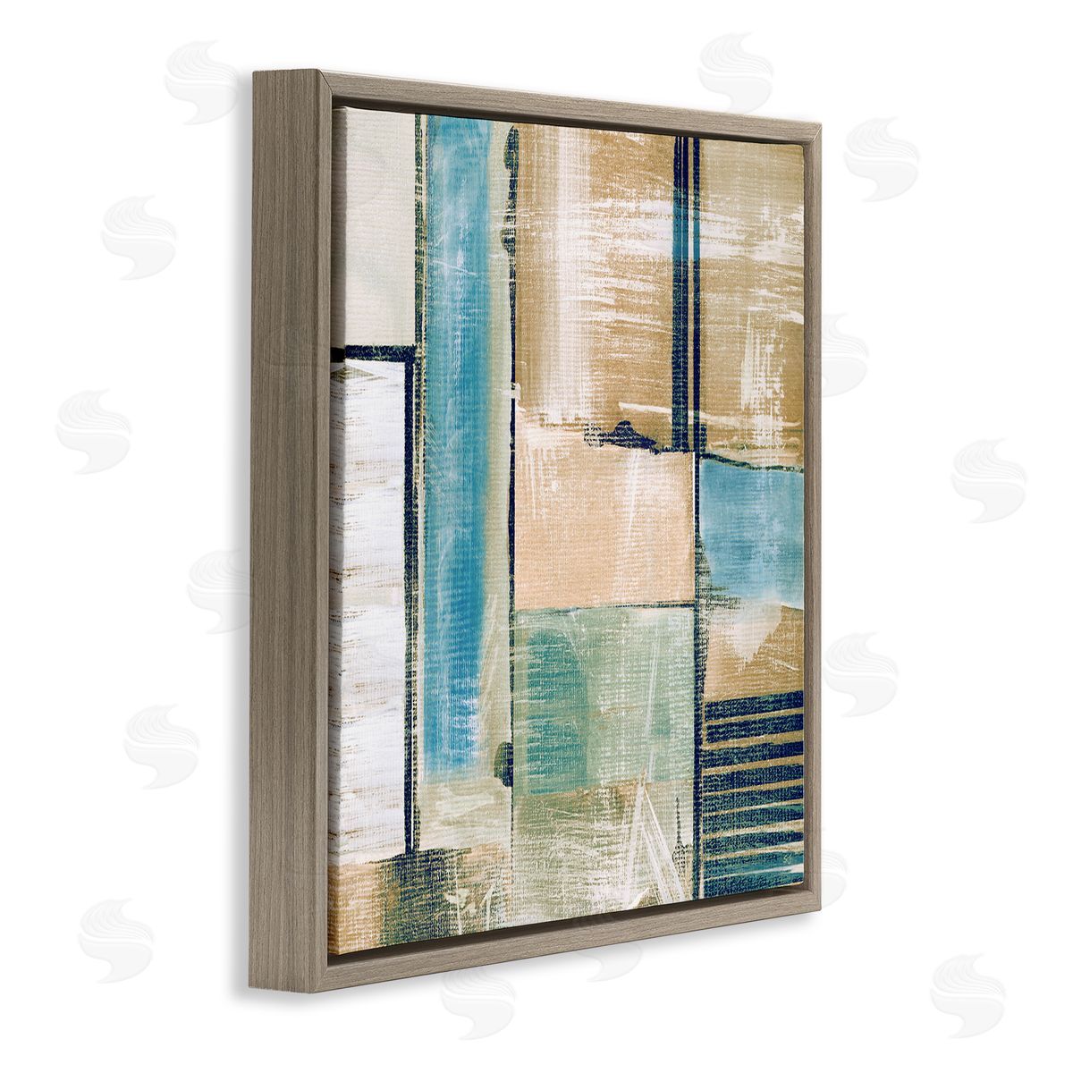 Susan Jill Geometric Shapes Collage Composition Brown Floating Frame Canvas Wall Art Print