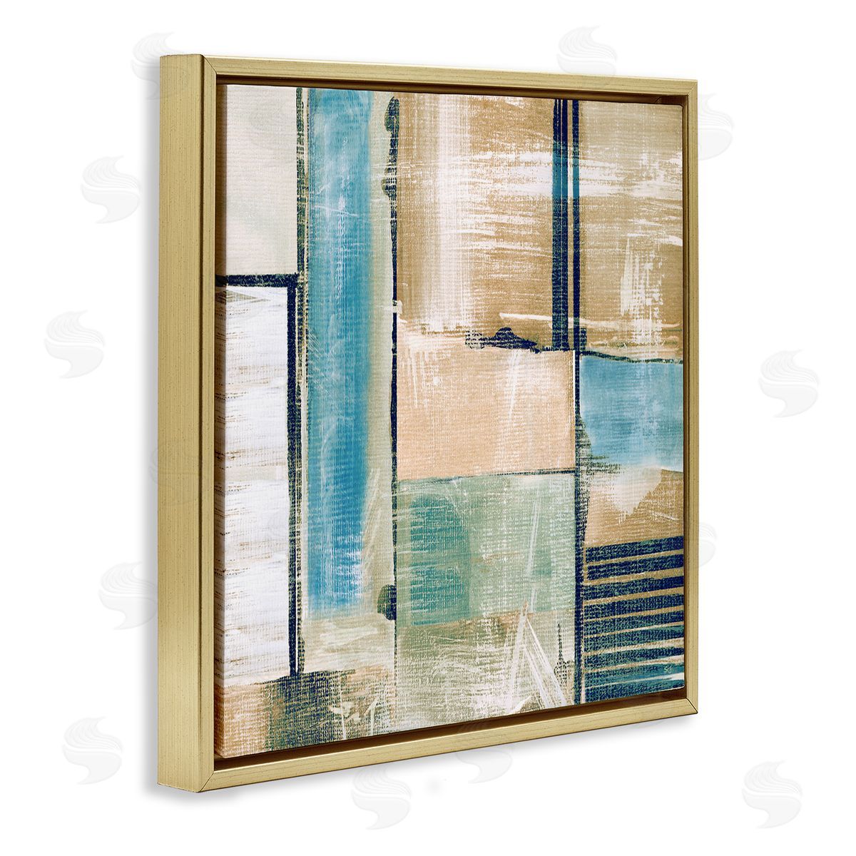 Susan Jill Geometric Shapes Collage Composition Gold Floating Frame Canvas Wall Art Print