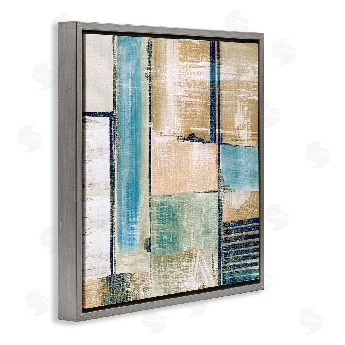 Susan Jill Geometric Shapes Collage Composition Gray Floating Frame Canvas Wall Art Print