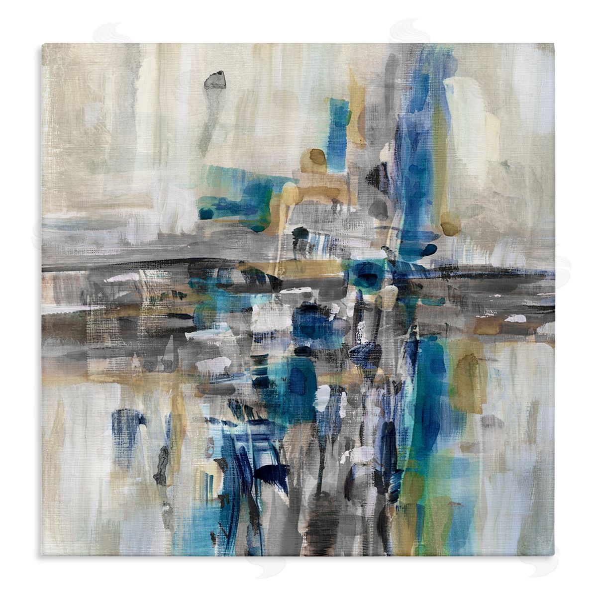 Susan Jill Chaotic Abstract Blue Arrangement Stretched Canvas Wall Art Print