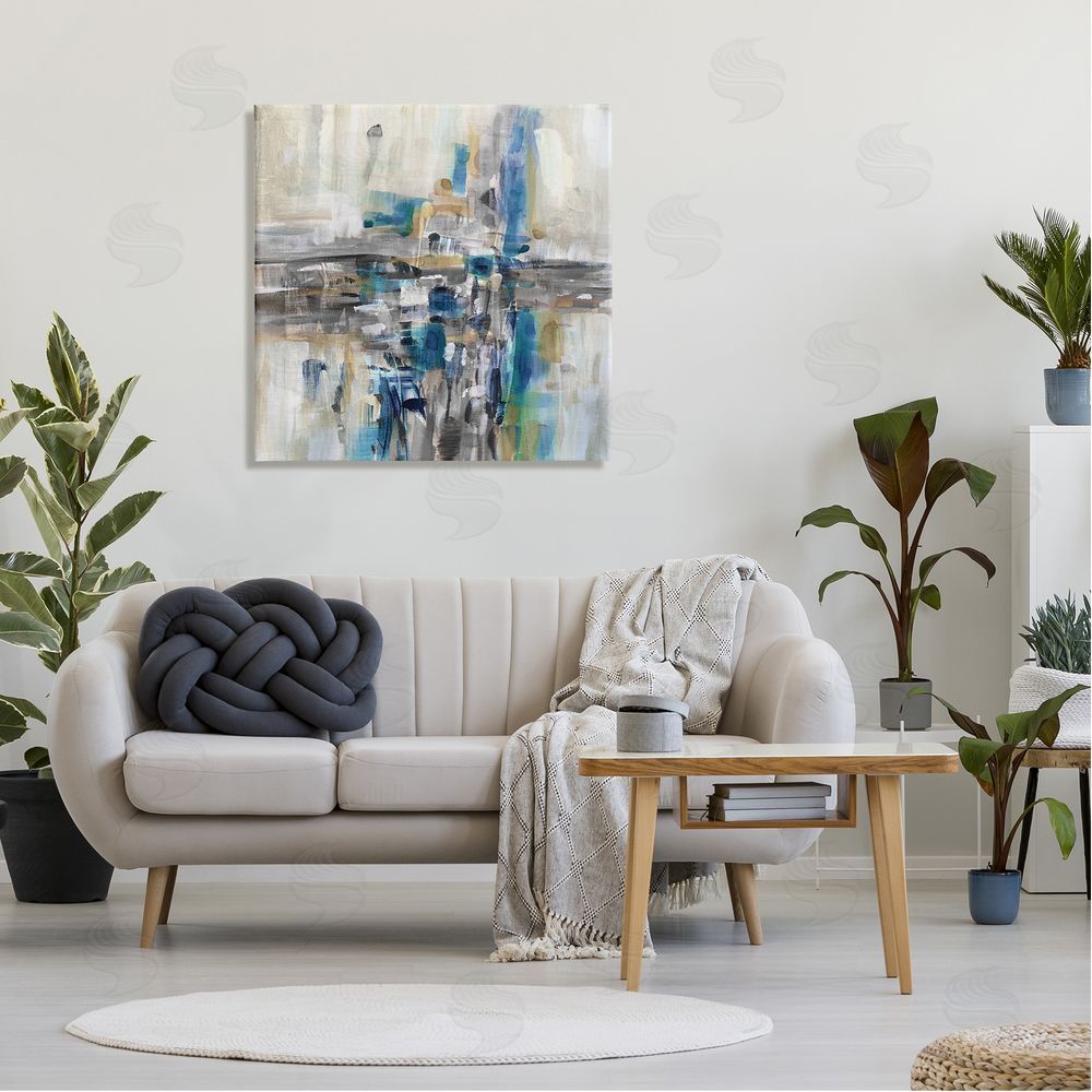 Susan Jill Chaotic Abstract Blue Arrangement Canvas Wall Art in Room