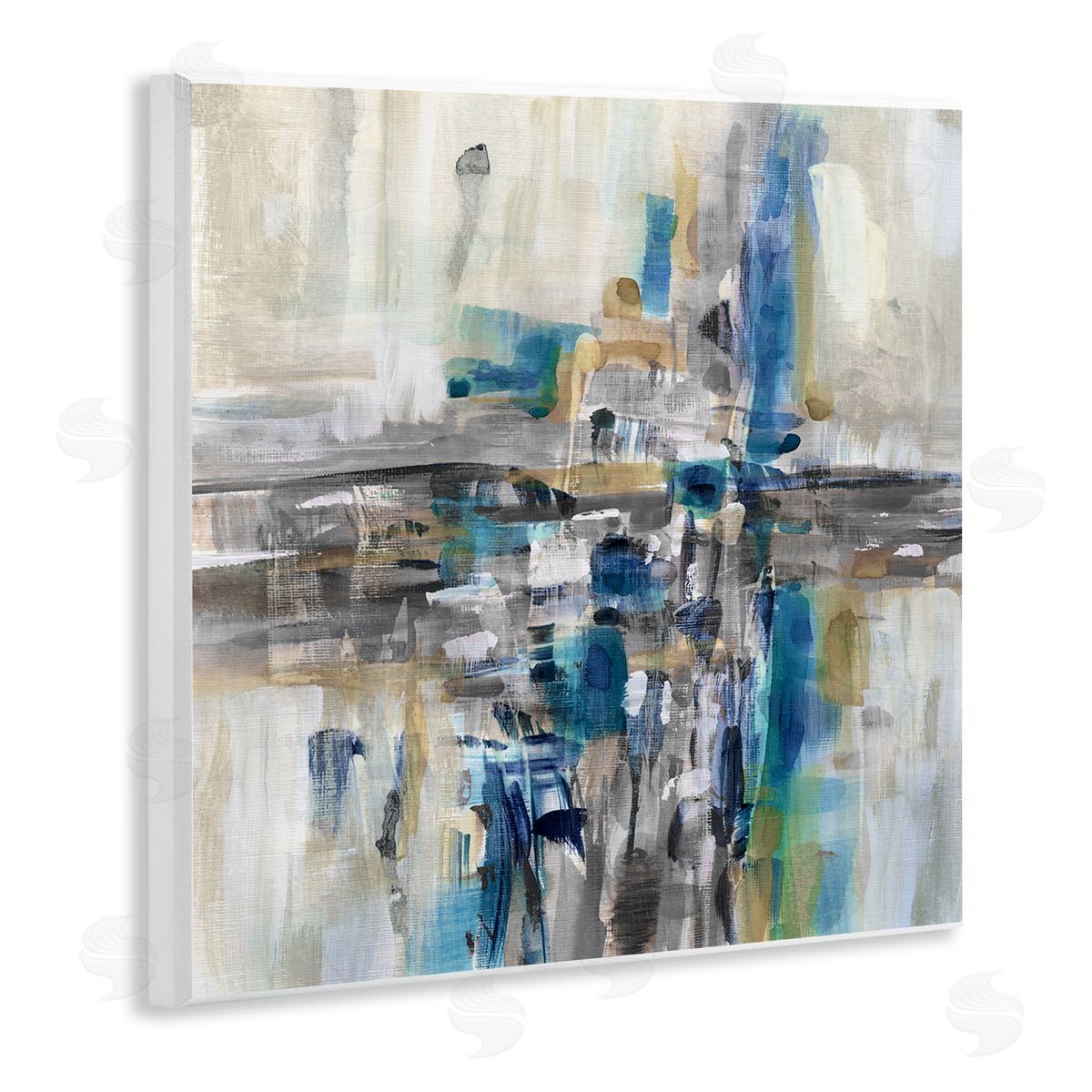 Susan Jill Chaotic Abstract Blue Arrangement Wooden Wall Plaque Art Print