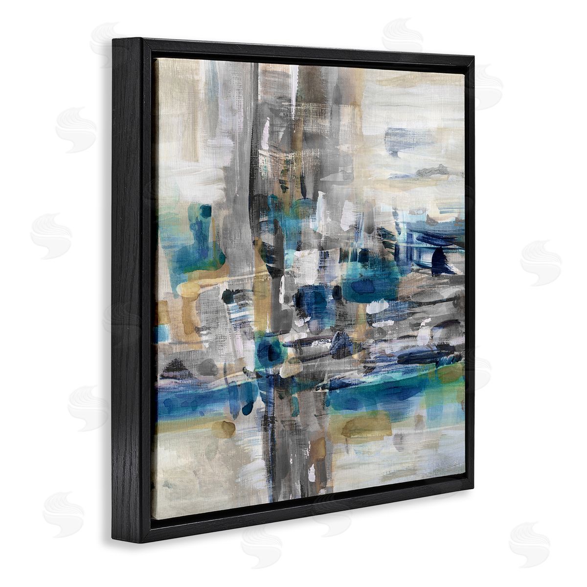 Susan Jill Modern Layered Chaotic Strokes Black Floating Frame Canvas Wall Art Print