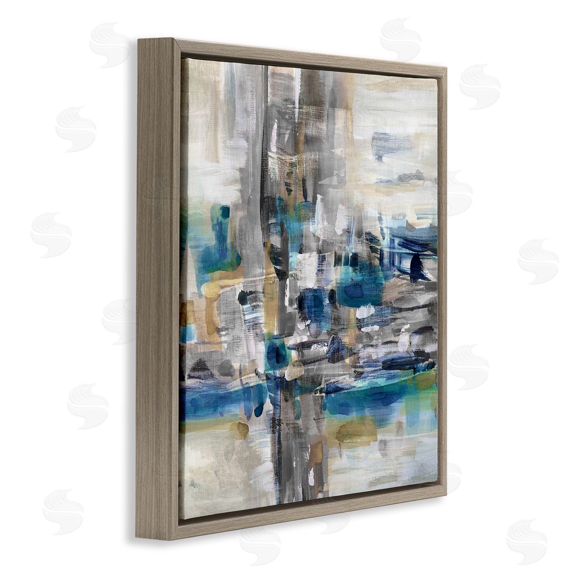 Susan Jill Modern Layered Chaotic Strokes Brown Floating Frame Canvas Wall Art Print