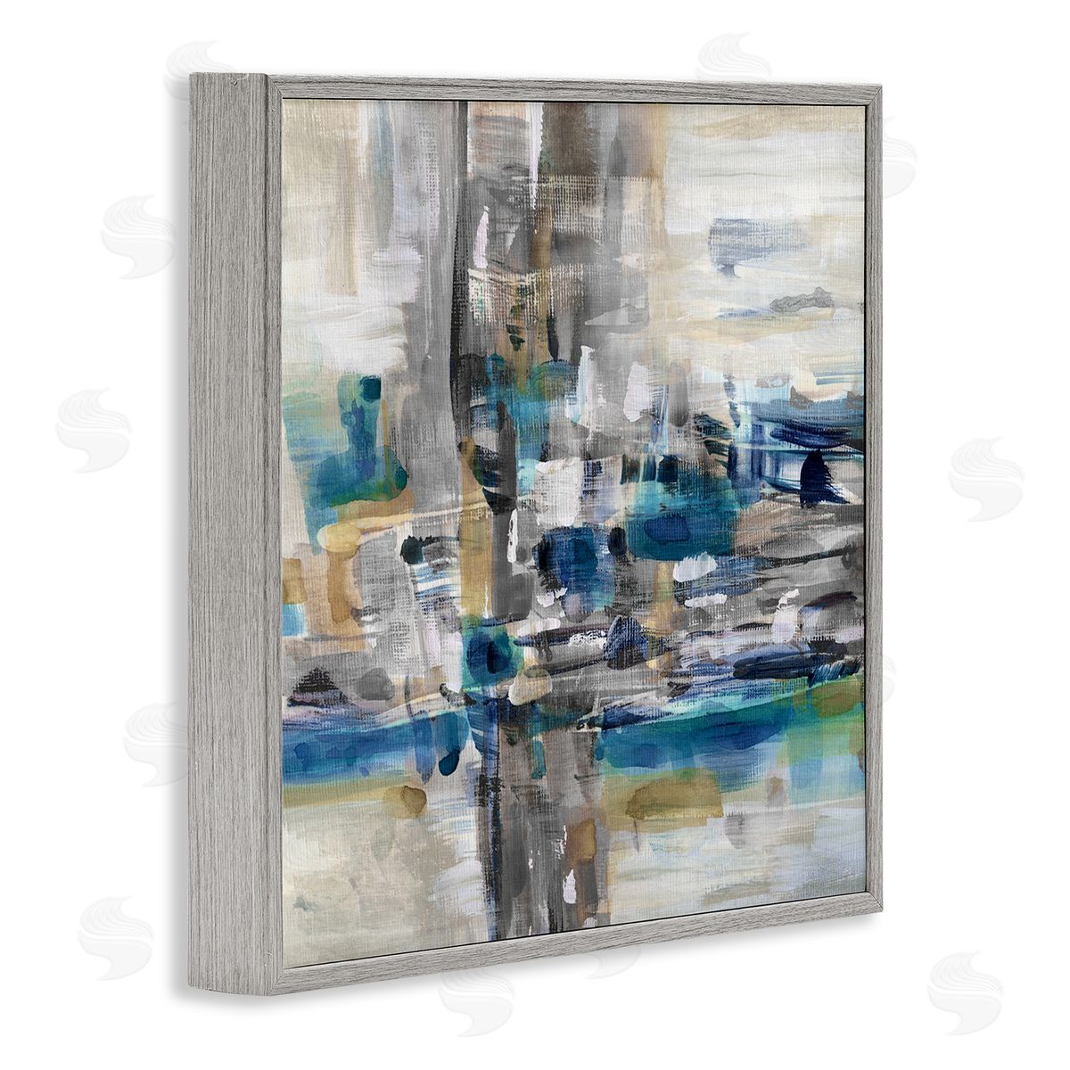 Susan Jill Modern Layered Chaotic Strokes Gray Framed Glicee Wall Art Print