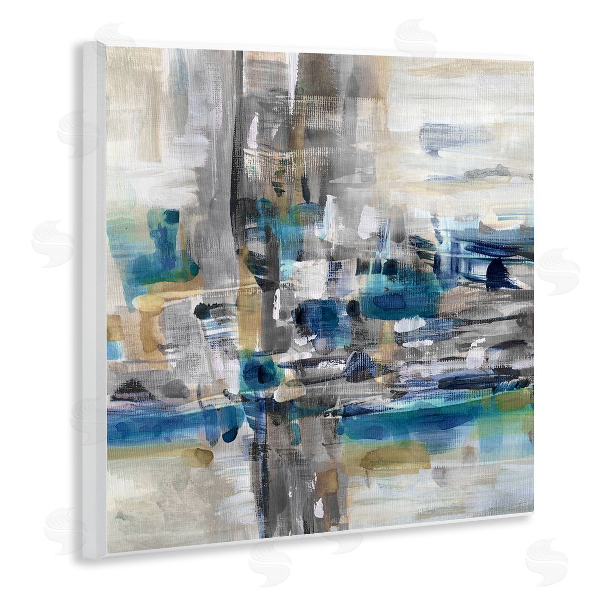 Susan Jill Modern Layered Chaotic Strokes Wooden Wall Plaque Art Print