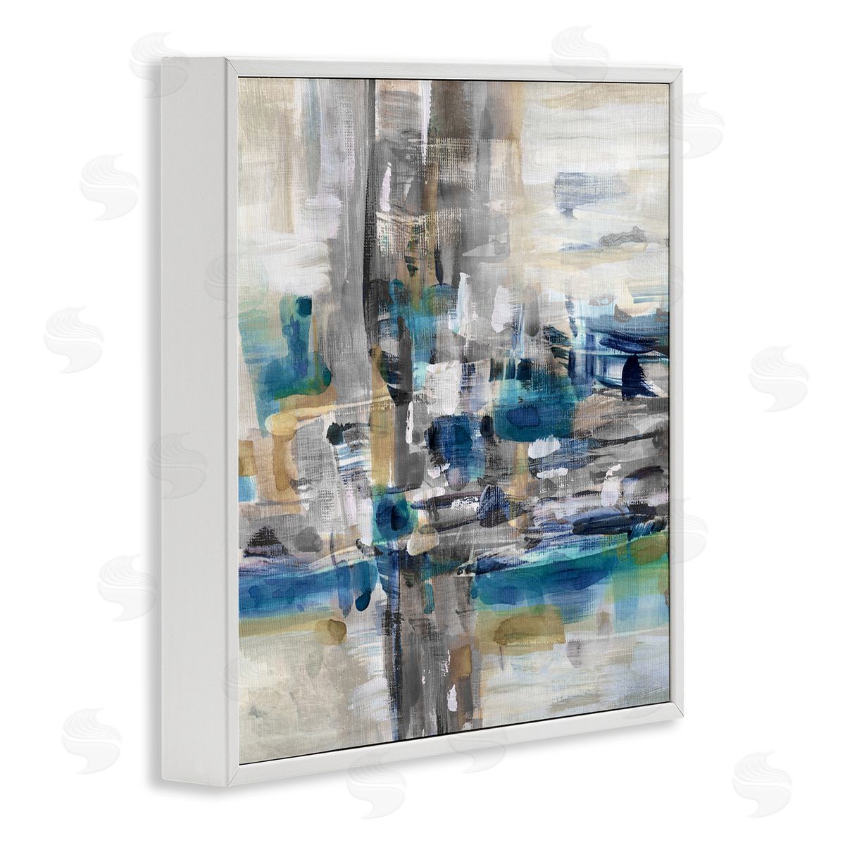 Susan Jill Modern Layered Chaotic Strokes White Framed Glicee Wall Art Print