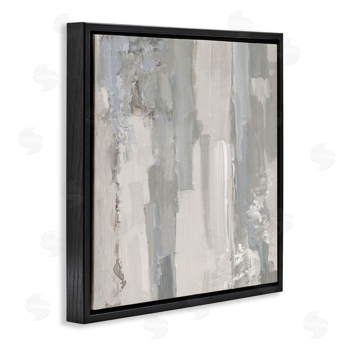 Sally Swatland Grey Brushed Abstract Arrangement Black Floating Frame Canvas Wall Art Print