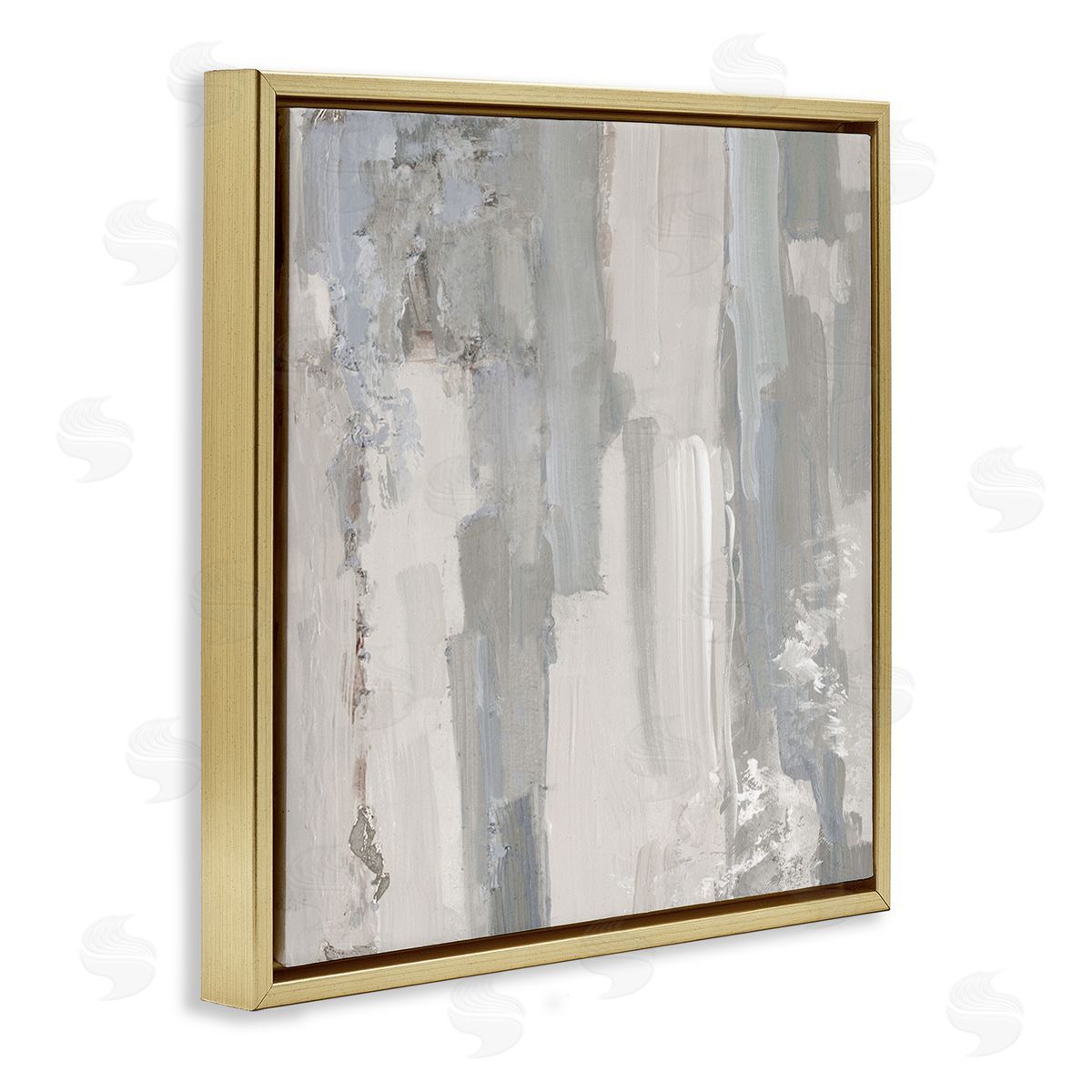Sally Swatland Grey Brushed Abstract Arrangement Gold Floating Frame Canvas Wall Art Print