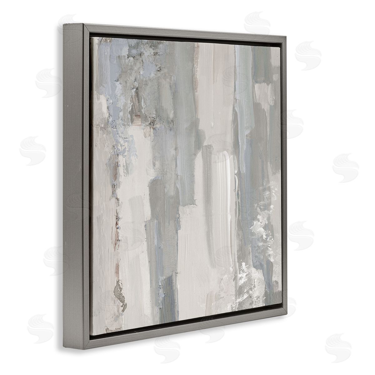Sally Swatland Grey Brushed Abstract Arrangement Gray Floating Frame Canvas Wall Art Print