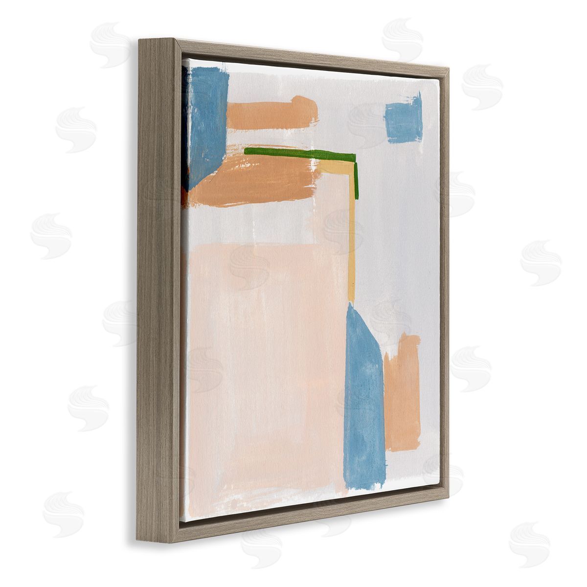 Melissa Wang Geometric Contemporary Shapes  Brown Floating Frame Canvas Wall Art Print