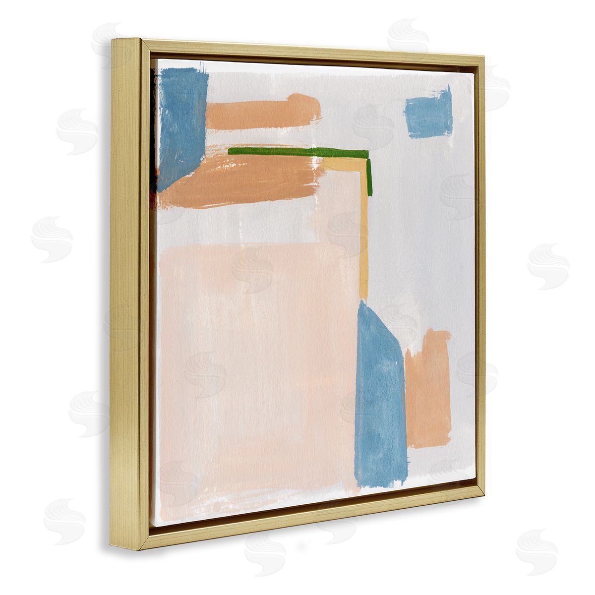 Melissa Wang Geometric Contemporary Shapes  Gold Floating Frame Canvas Wall Art Print