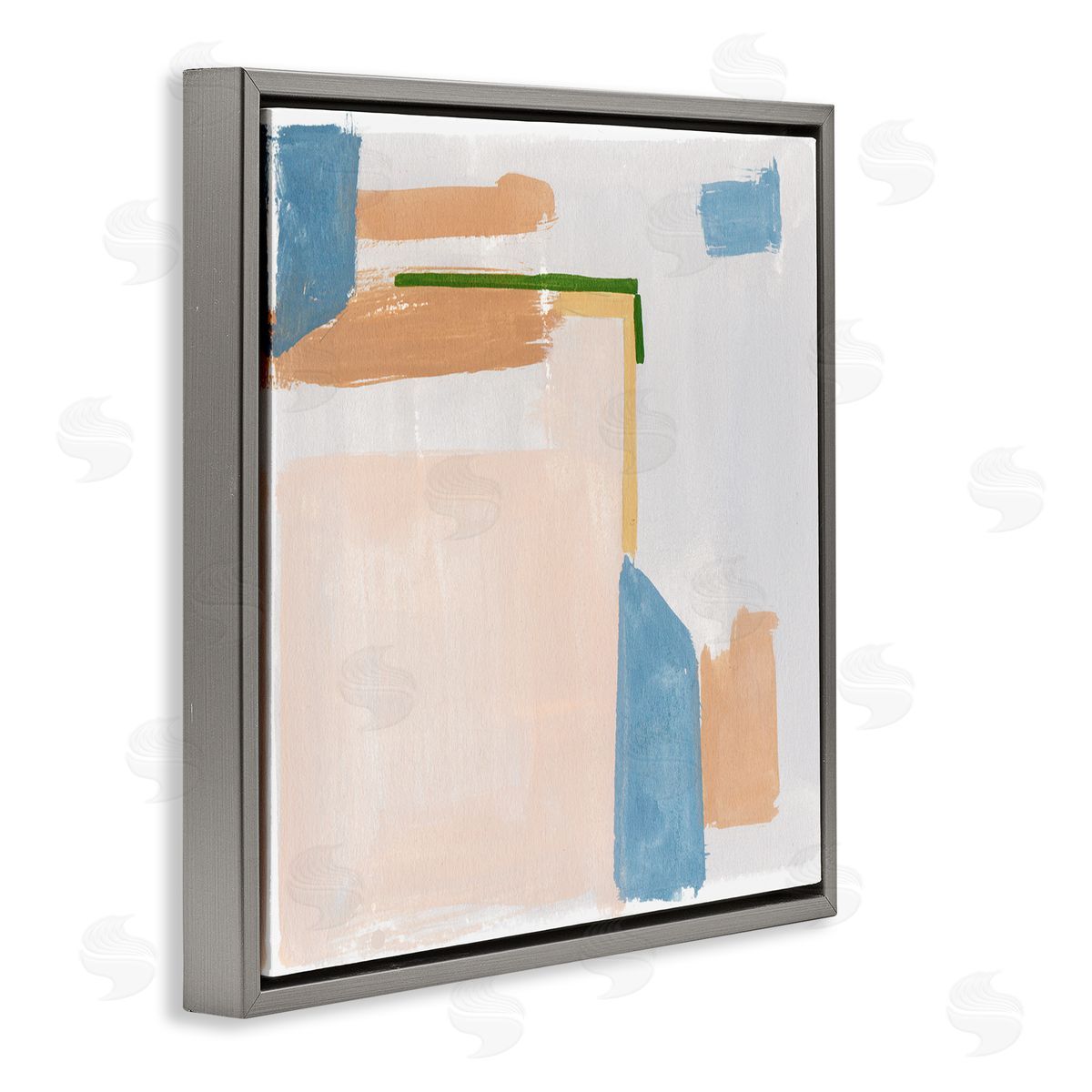 Melissa Wang Geometric Contemporary Shapes  Gray Floating Frame Canvas Wall Art Print