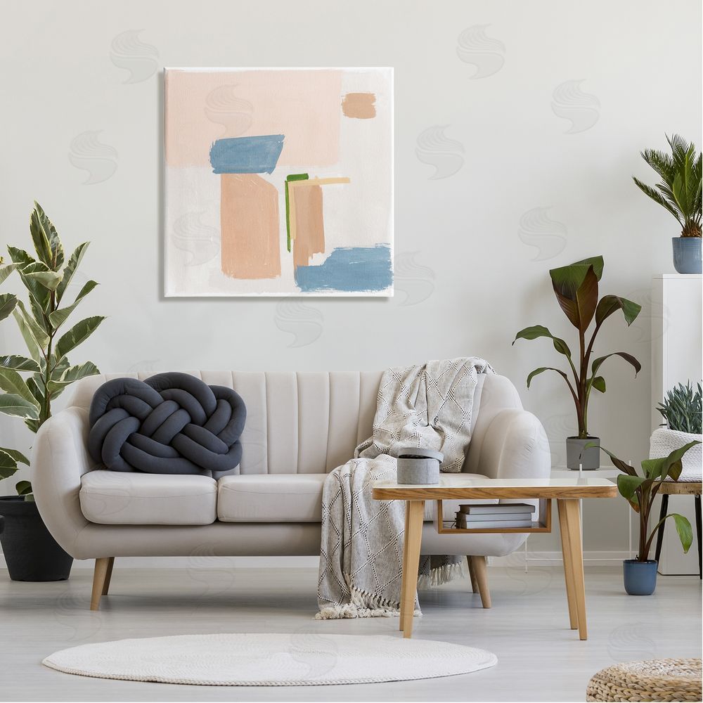 Melissa Wang Pastel Geometric Square Shapes Canvas Wall Art in Room
