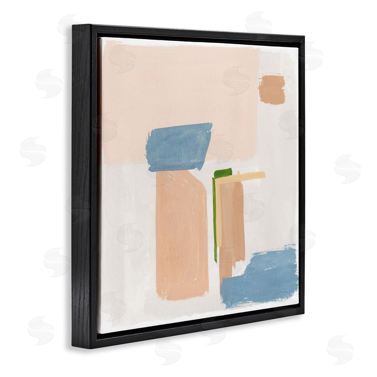 Melissa Wang Pastel Geometric Square Shapes Black Floating Frame Canvas Wall Art Print