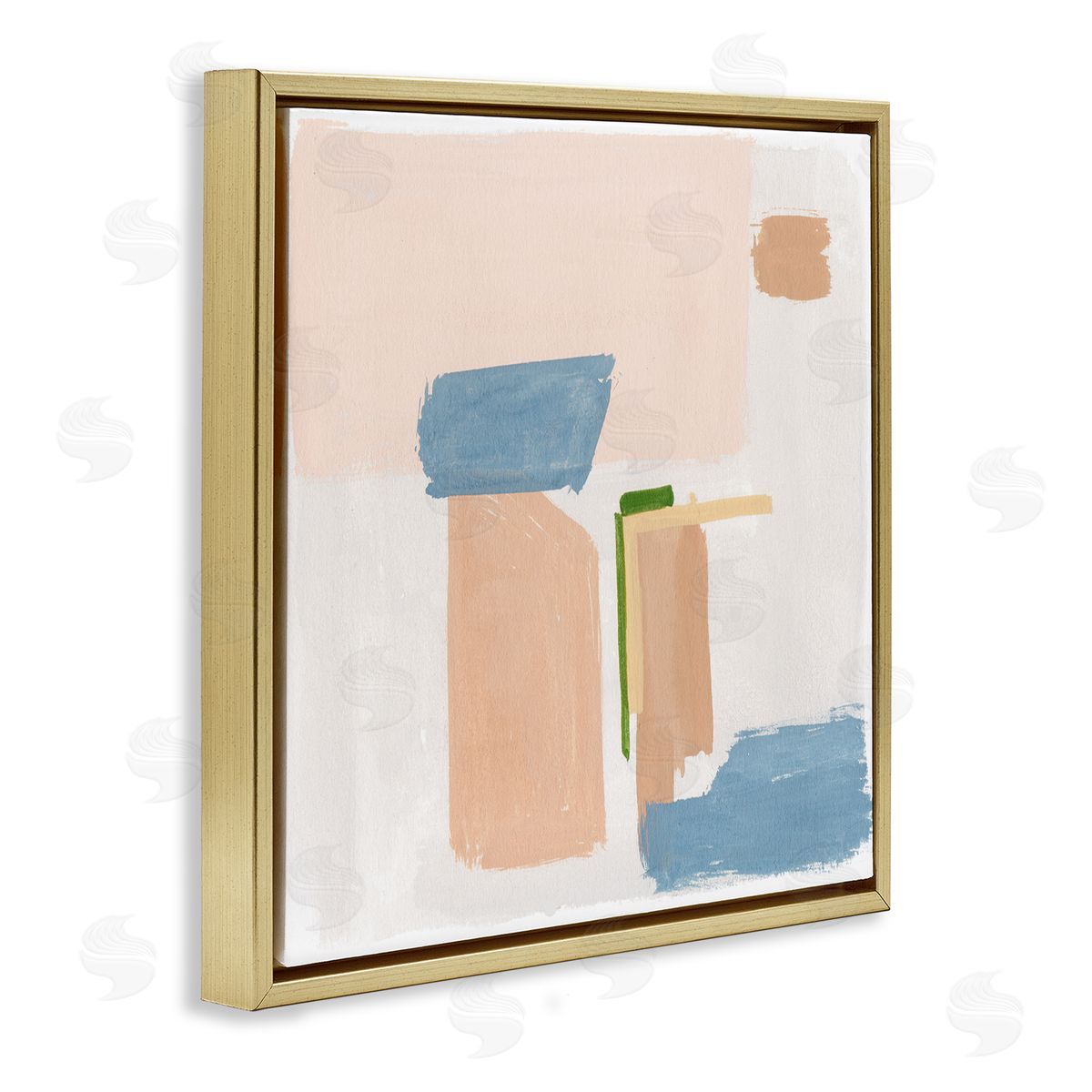 Melissa Wang Pastel Geometric Square Shapes Gold Floating Frame Canvas Wall Art Print