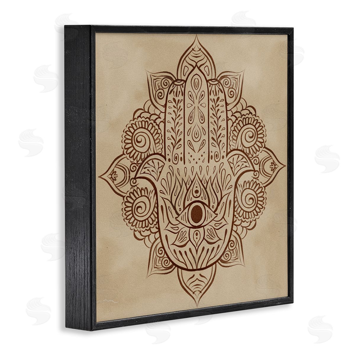 Ziwei Li Detailed Botanical Hamsa Symbol Black Framed Glicee Wall Art Print