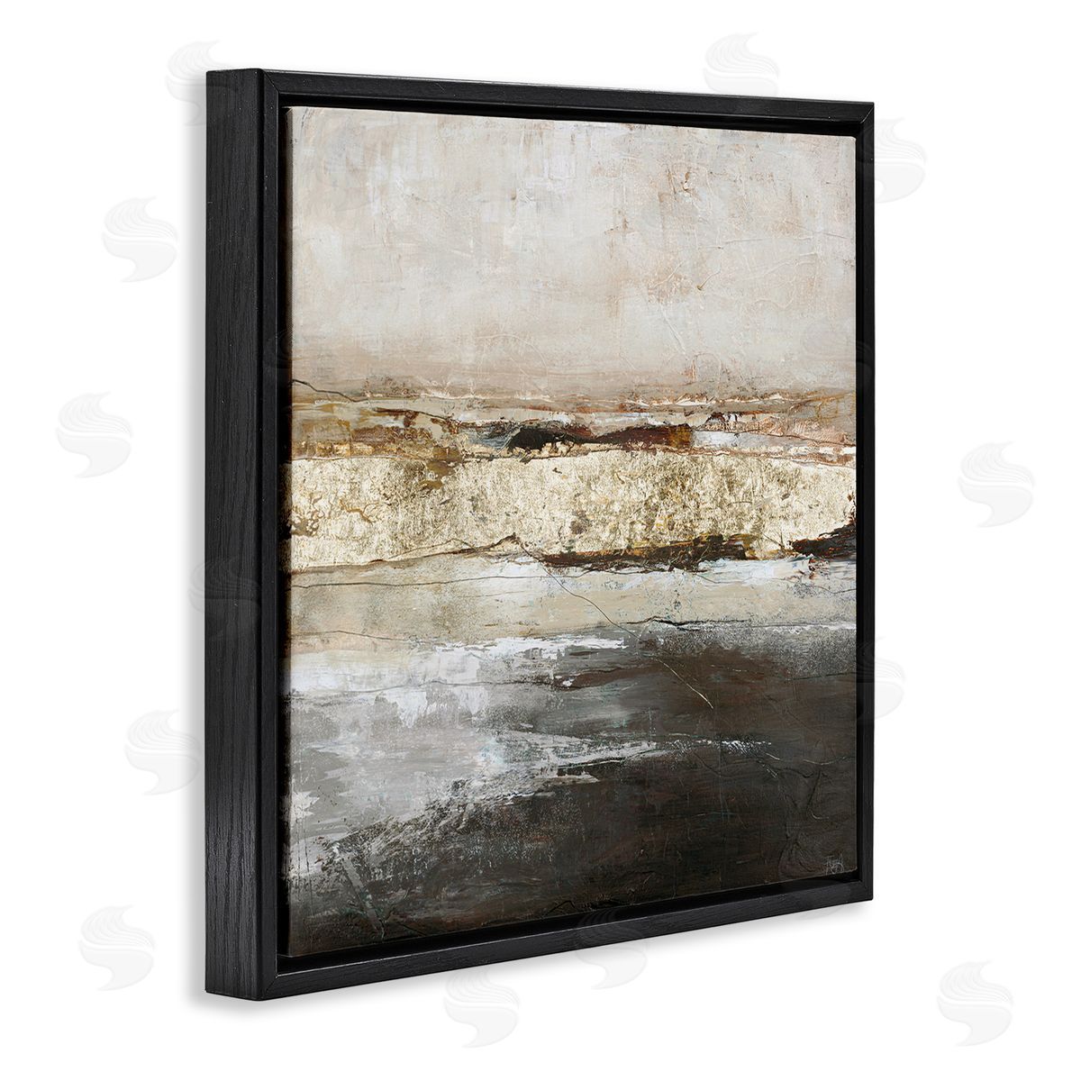 Design Fabrikken Ocean Landscape Abstract Composition Black Floating Frame Canvas Wall Art Print