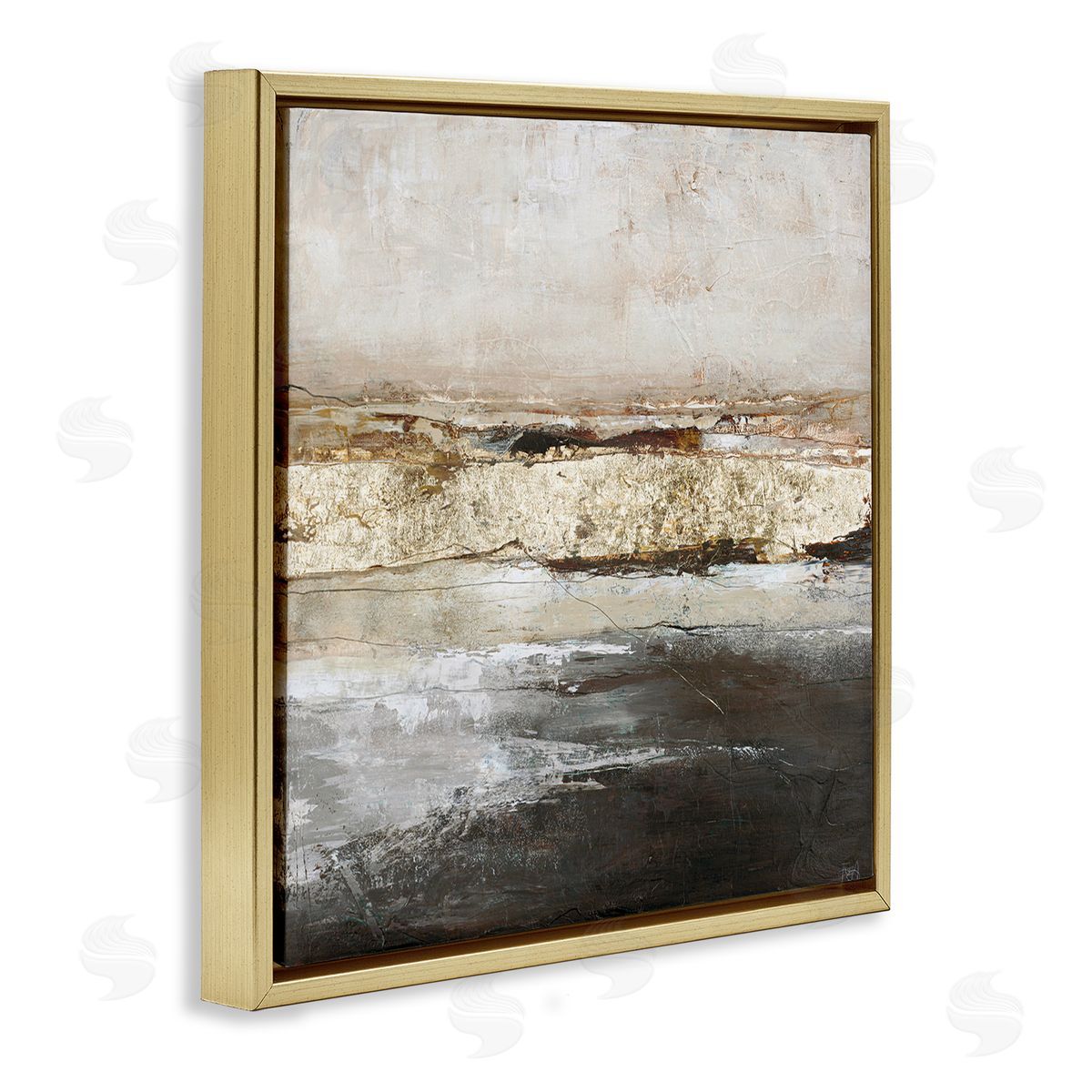 Design Fabrikken Ocean Landscape Abstract Composition Gold Floating Frame Canvas Wall Art Print